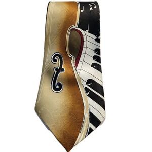 Dimoda Mens Neck Tie String Bass Music Piano Musical Jazz Orchestra Teacher Gift